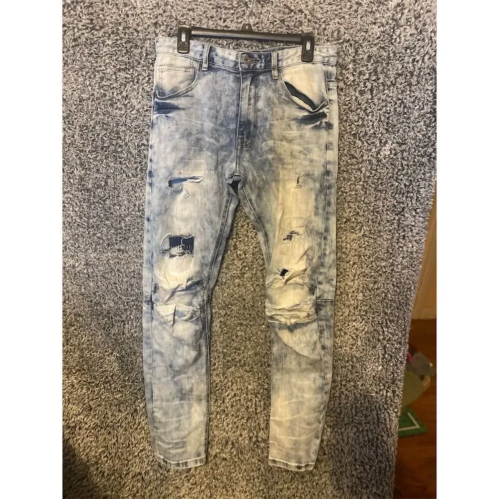 Men's Vintage Light Blue Denim Jeans Size 32 Straight Fit